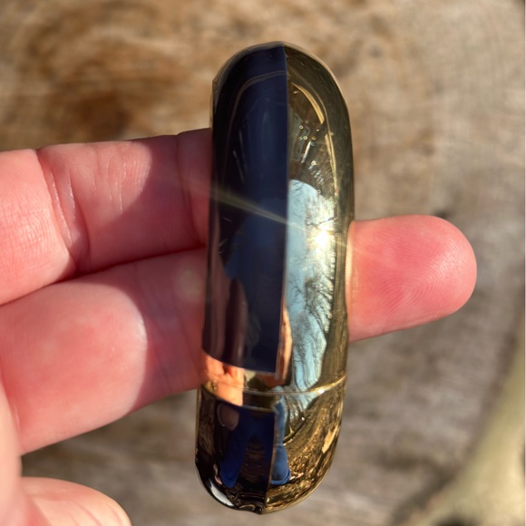 Gorgeous classic navy and gold cuff bracelet with hinged opening - Picture 2 of 9